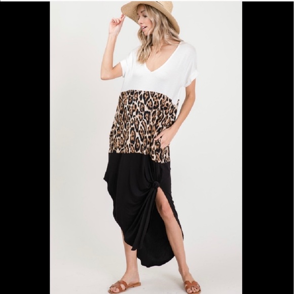 Leopard Print Color Block Maxi Dress - Picture 8 of 12